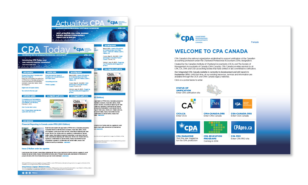 CPA member e-newsletter and welcome landing page